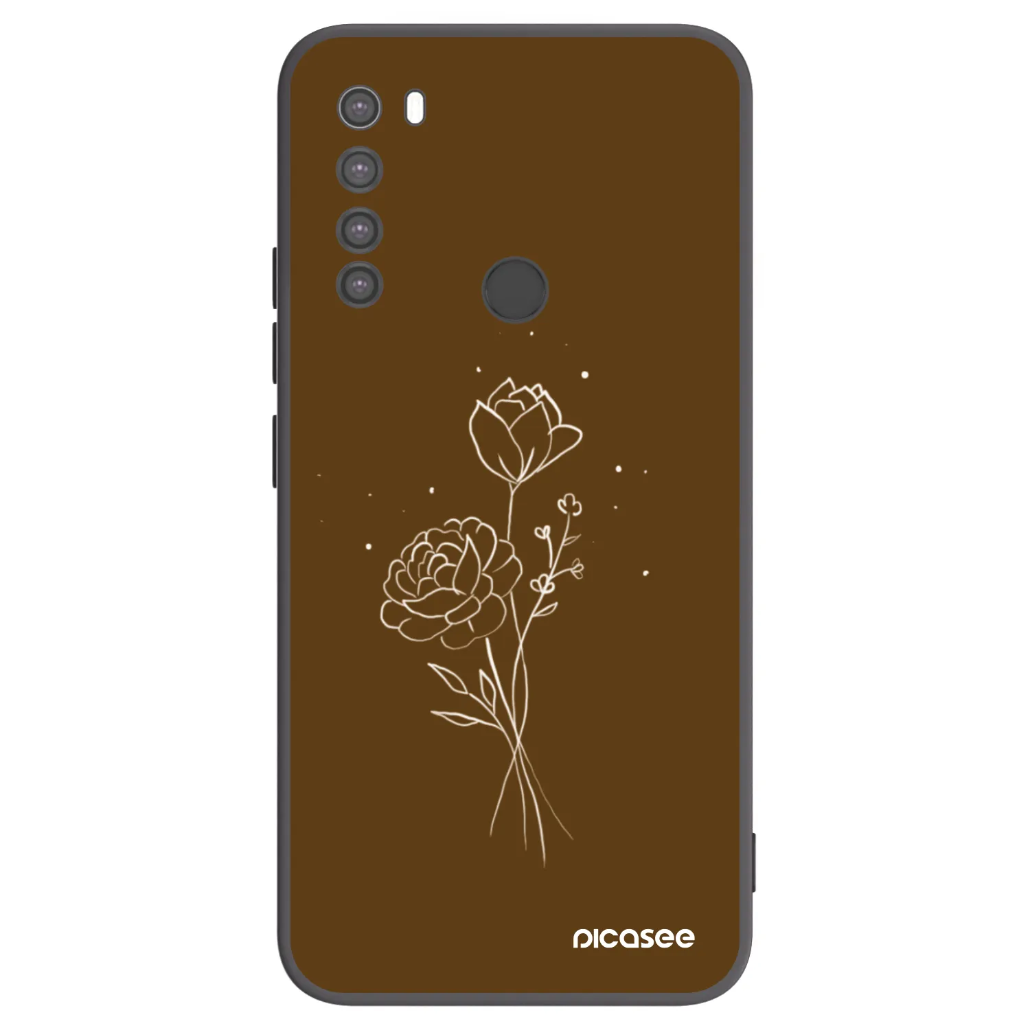 Picasee silikonowe czarne etui na Xiaomi Redmi Note 8 - Brown flowers