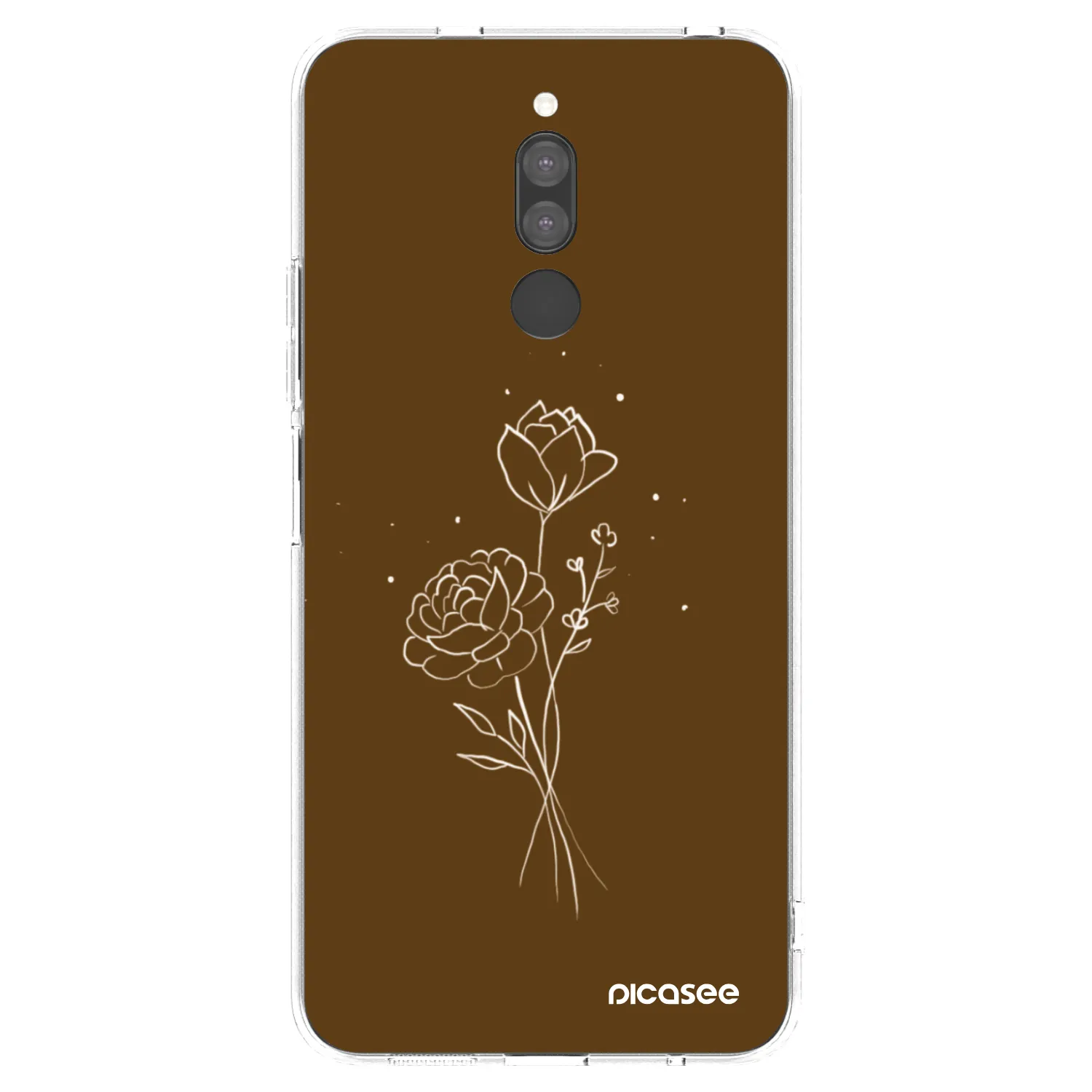 Picasee silikonowe przeźroczyste etui na Xiaomi Redmi 8 - Brown flowers