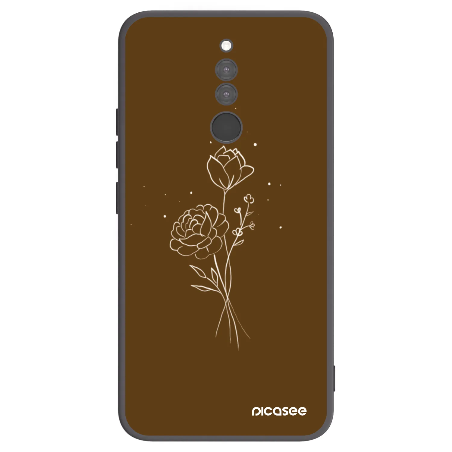 Picasee silikonowe czarne etui na Xiaomi Redmi 8 - Brown flowers
