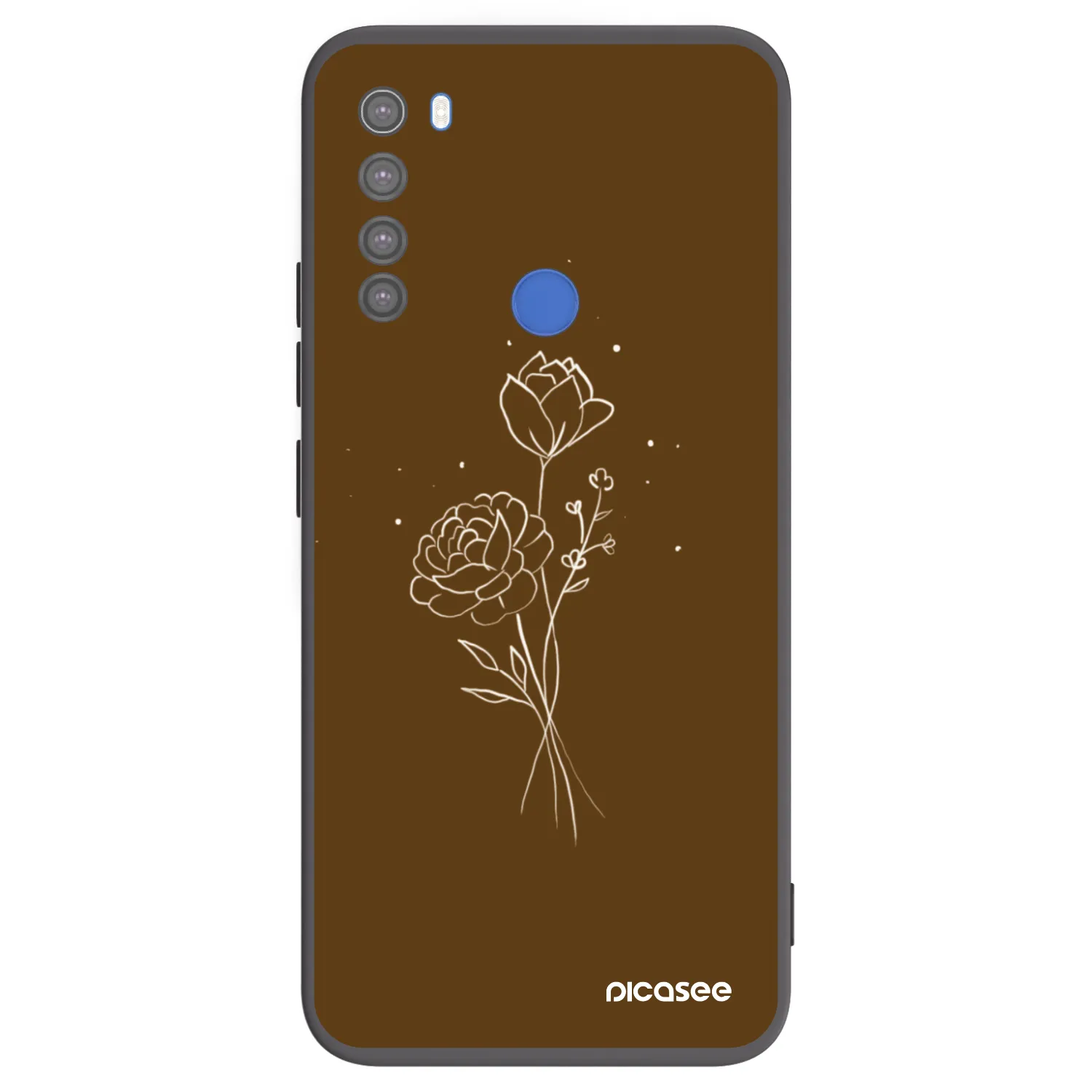 Picasee silikonowe czarne etui na Xiaomi Redmi Note 8T - Brown flowers