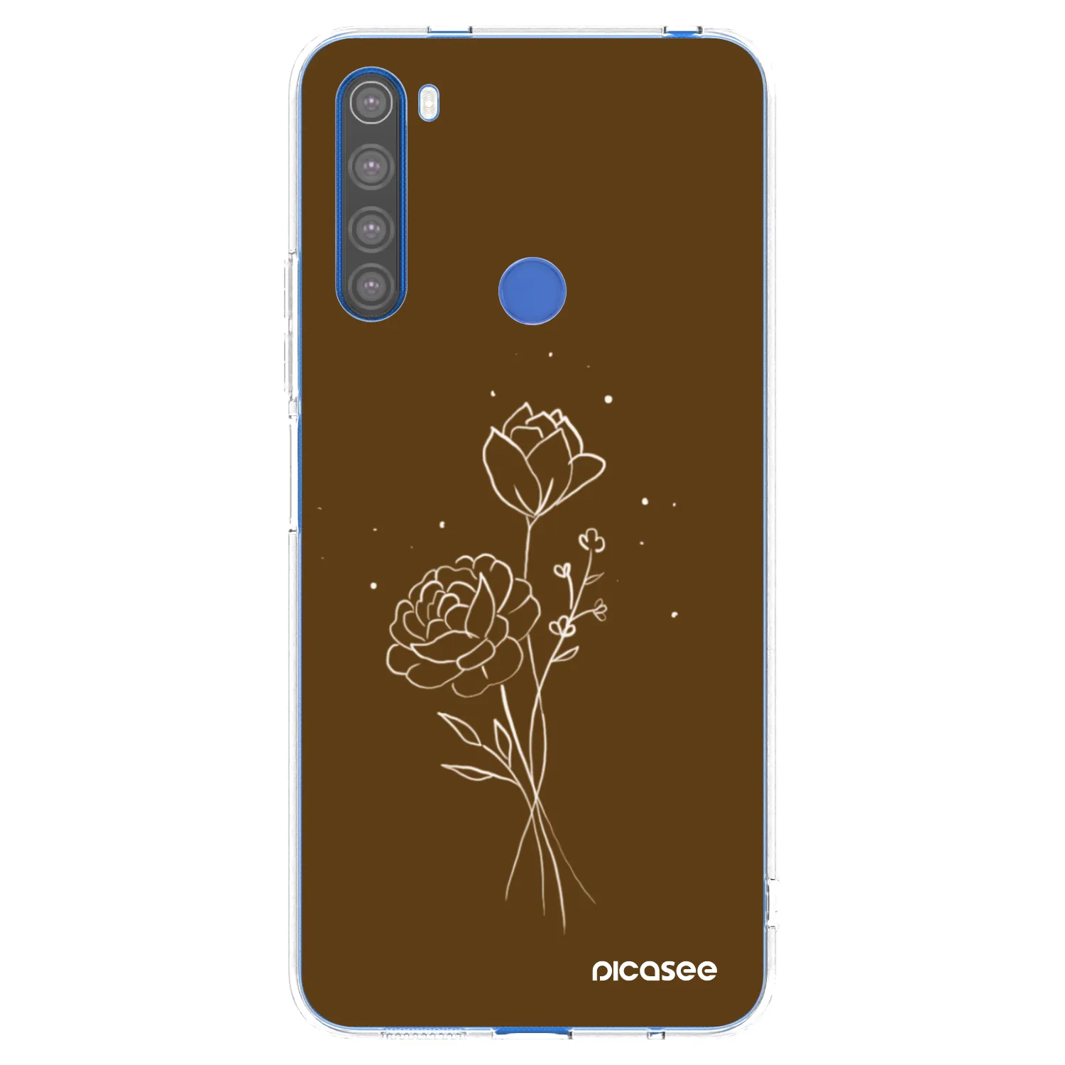 Picasee silikonowe przeźroczyste etui na Xiaomi Redmi Note 8T - Brown flowers