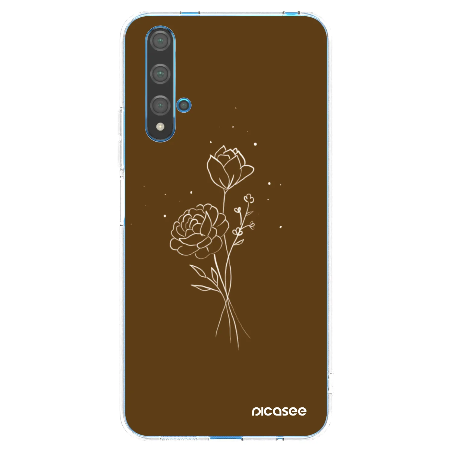 Picasee silikonowe przeźroczyste etui na Huawei Nova 5T - Brown flowers
