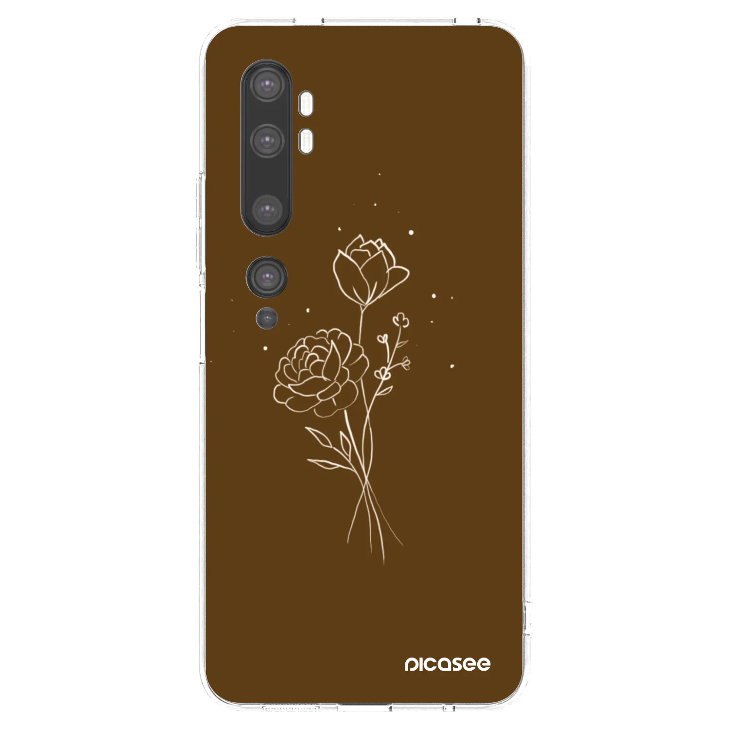 Picasee silikonowe przeźroczyste etui na Xiaomi Mi Note 10 (Pro) - Brown flowers