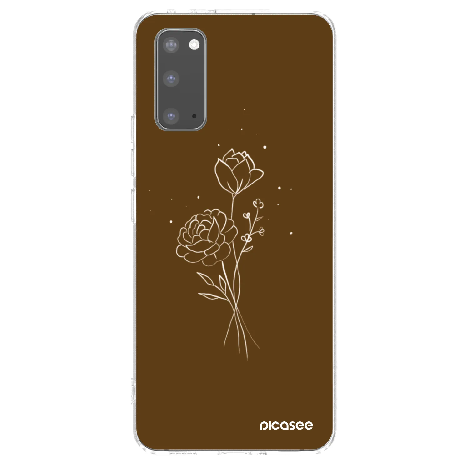 Picasee silikonowe przeźroczyste etui na Samsung Galaxy S20 G980F - Brown flowers