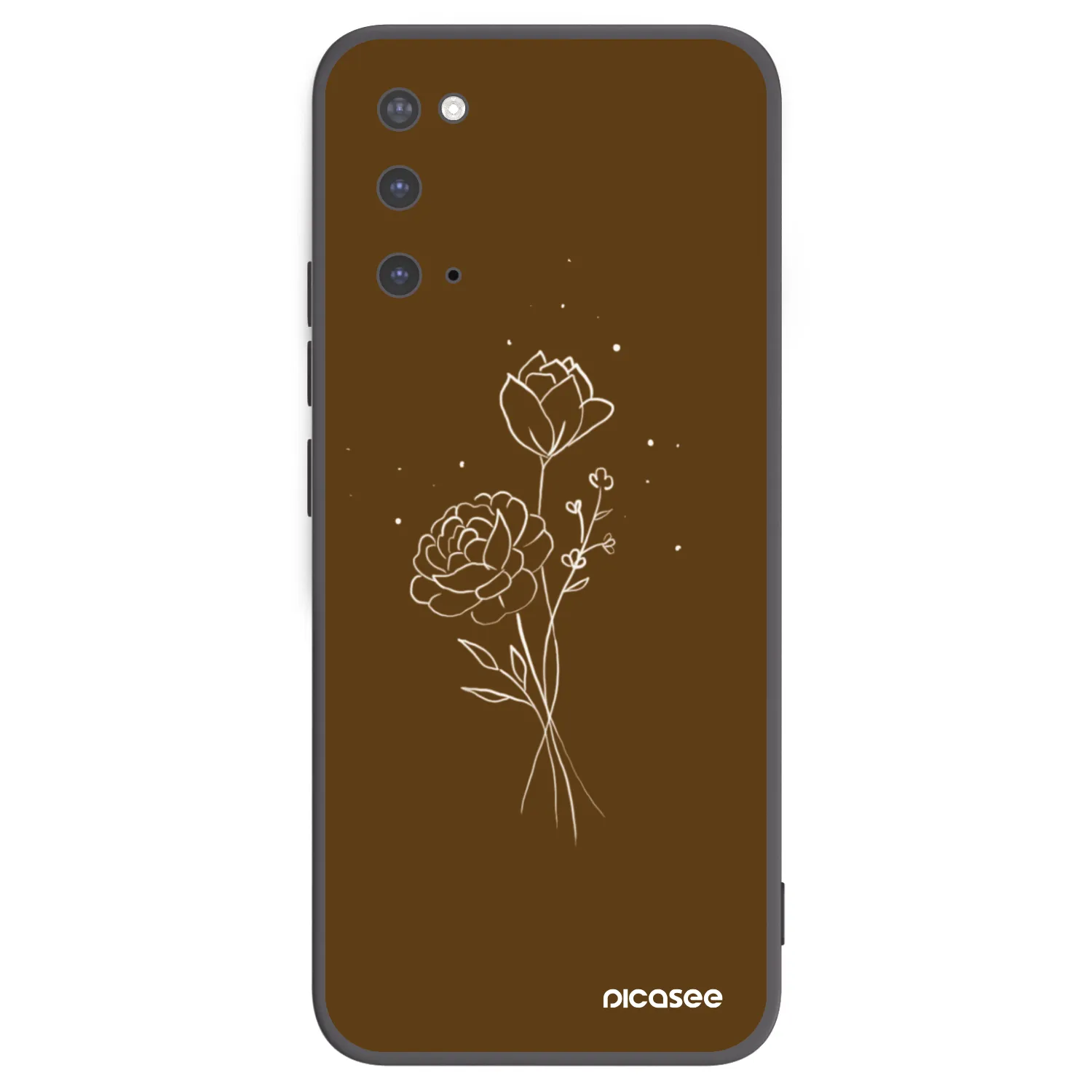 Picasee silikonowe czarne etui na Samsung Galaxy S20 G980F - Brown flowers
