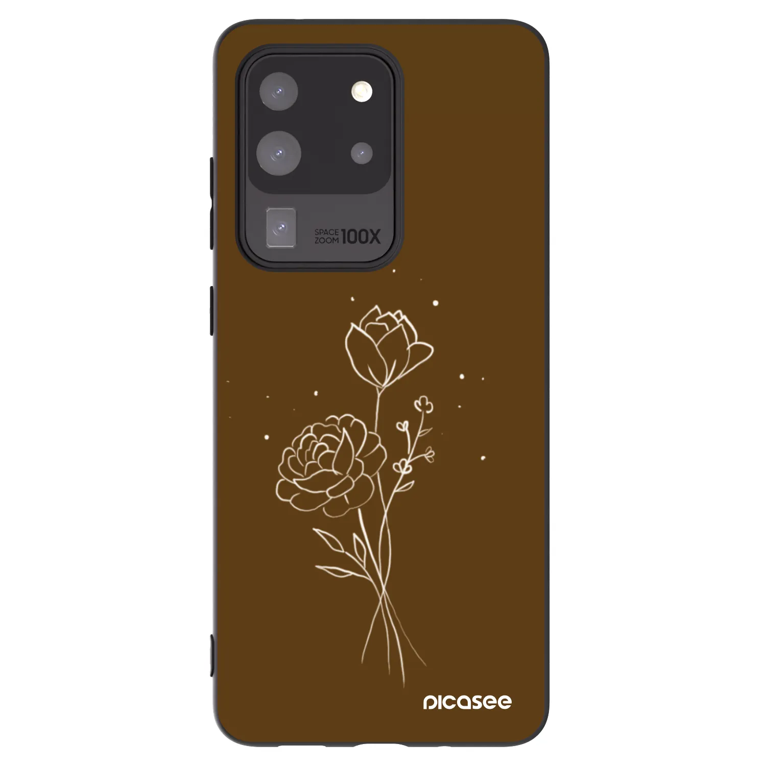Picasee silikonowe czarne etui na Samsung Galaxy S20 Ultra 5G G988F - Brown flowers