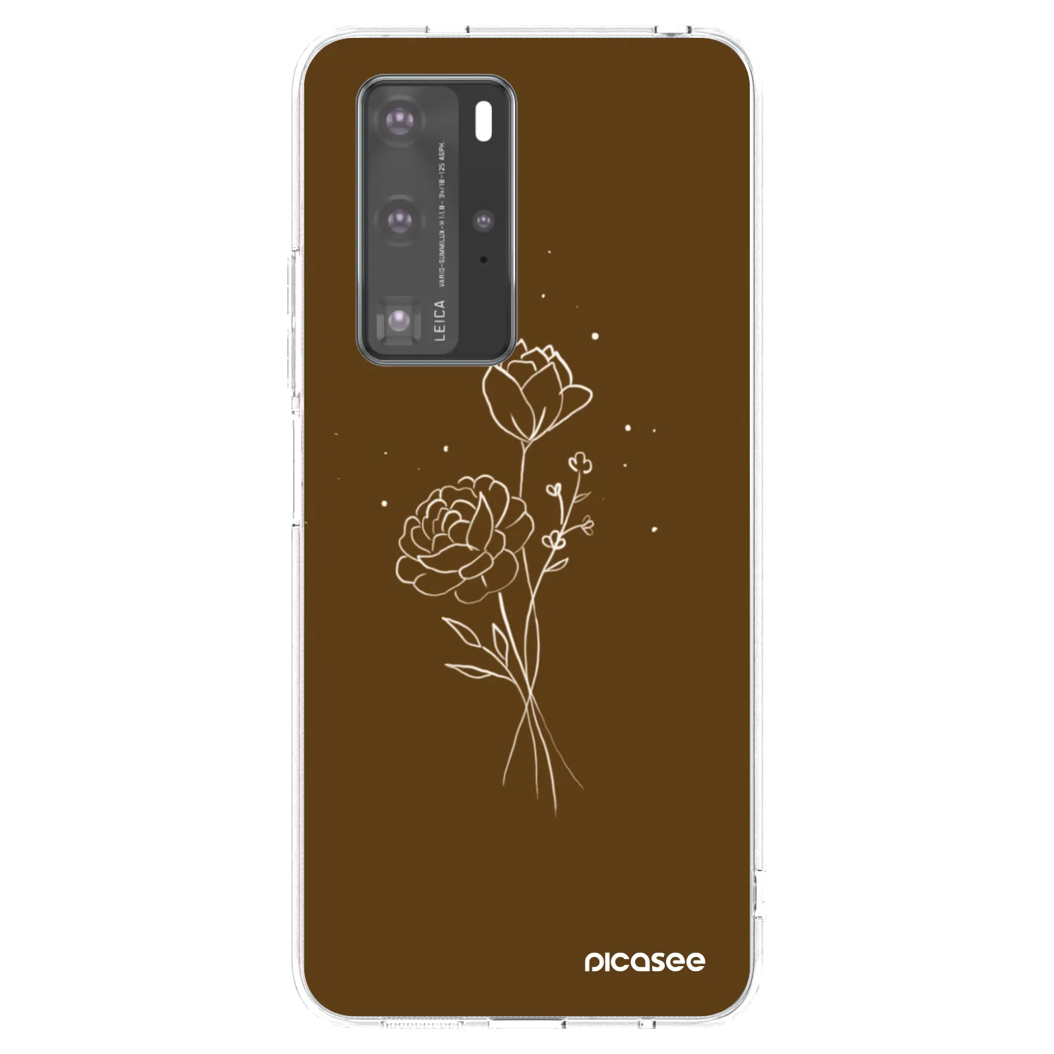 Picasee silikonowe przeźroczyste etui na Huawei P40 Pro - Brown flowers