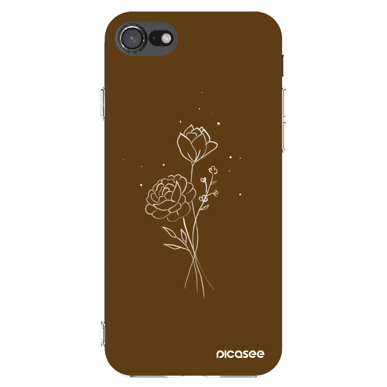 Picasee silikonowe przeźroczyste etui na Apple iPhone SE 2020 - Brown flowers
