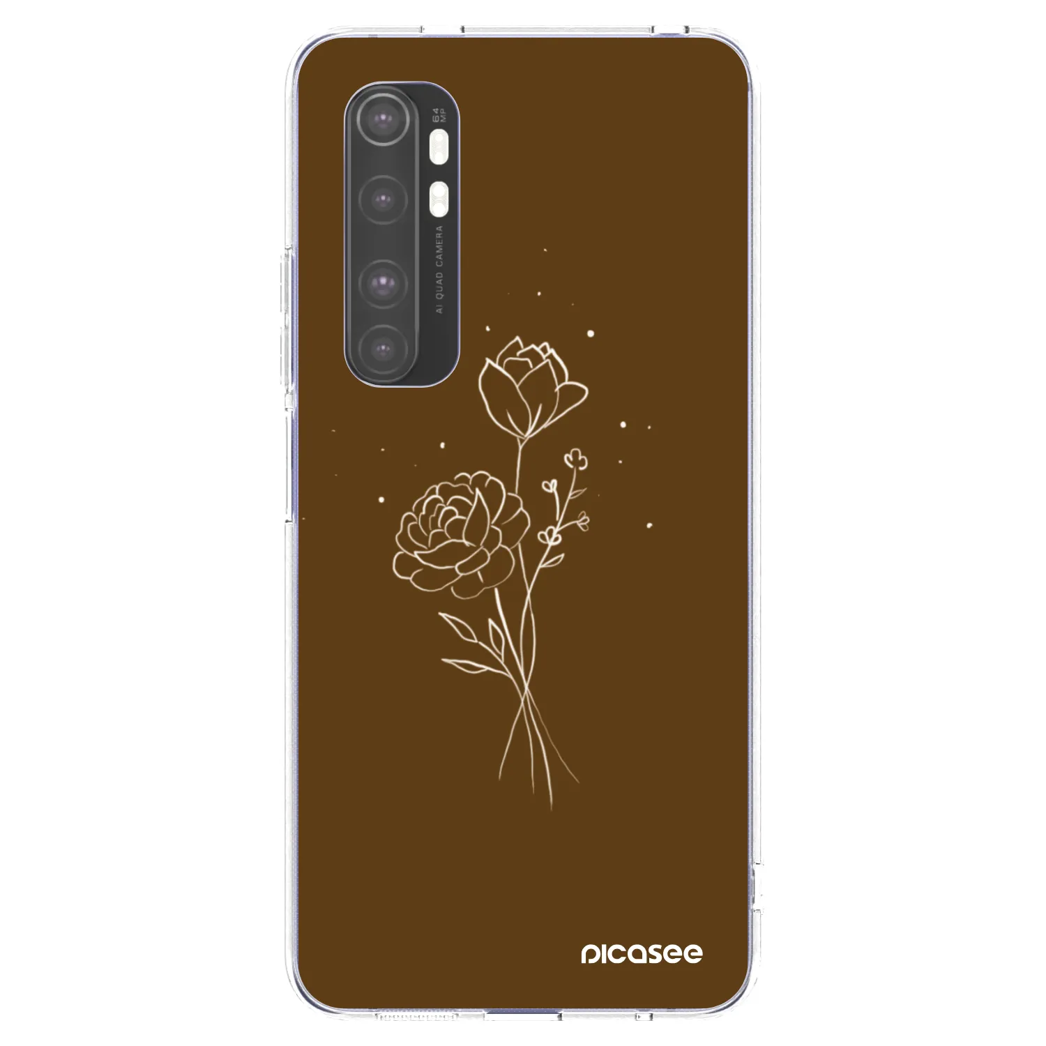 Picasee silikonowe przeźroczyste etui na Xiaomi Mi Note 10 Lite - Brown flowers