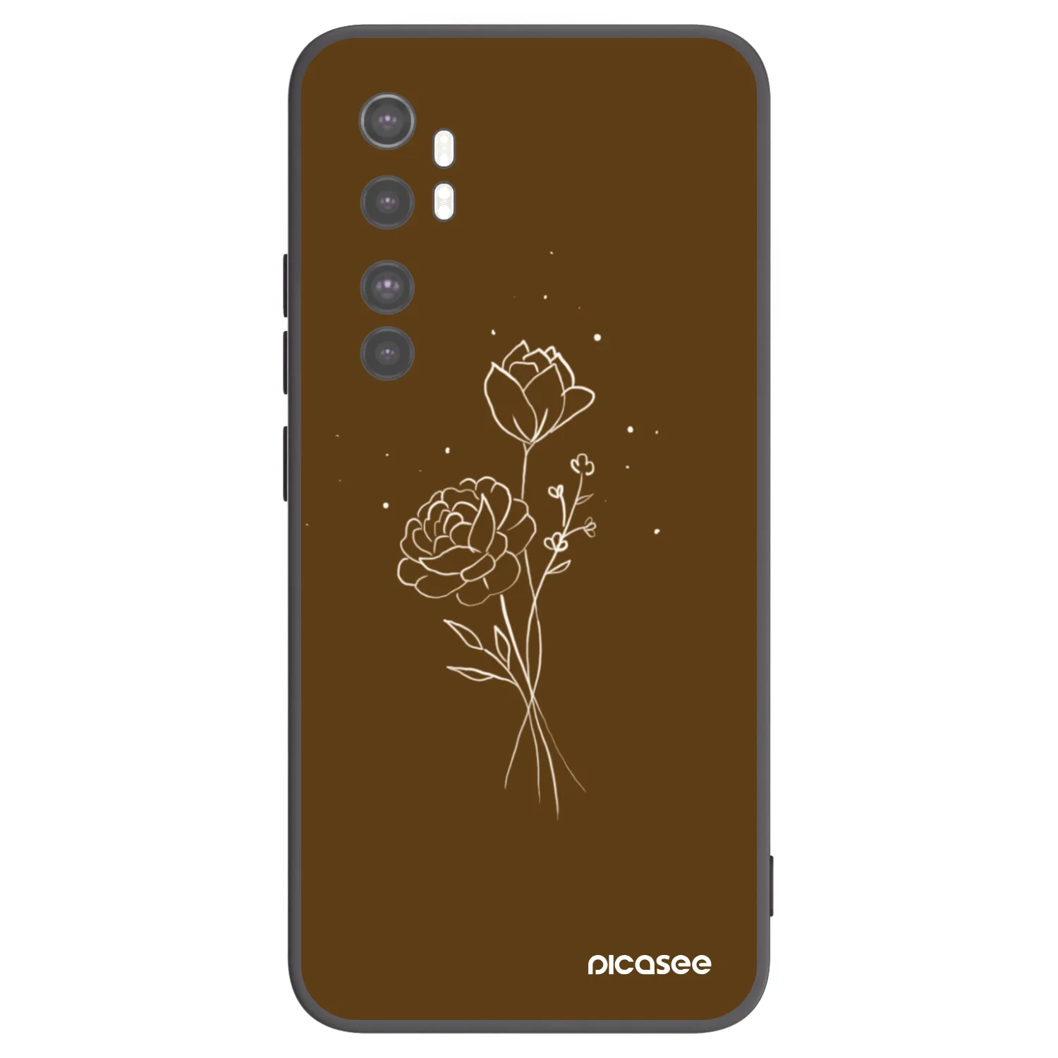 Picasee silikonowe czarne etui na Xiaomi Mi Note 10 Lite - Brown flowers
