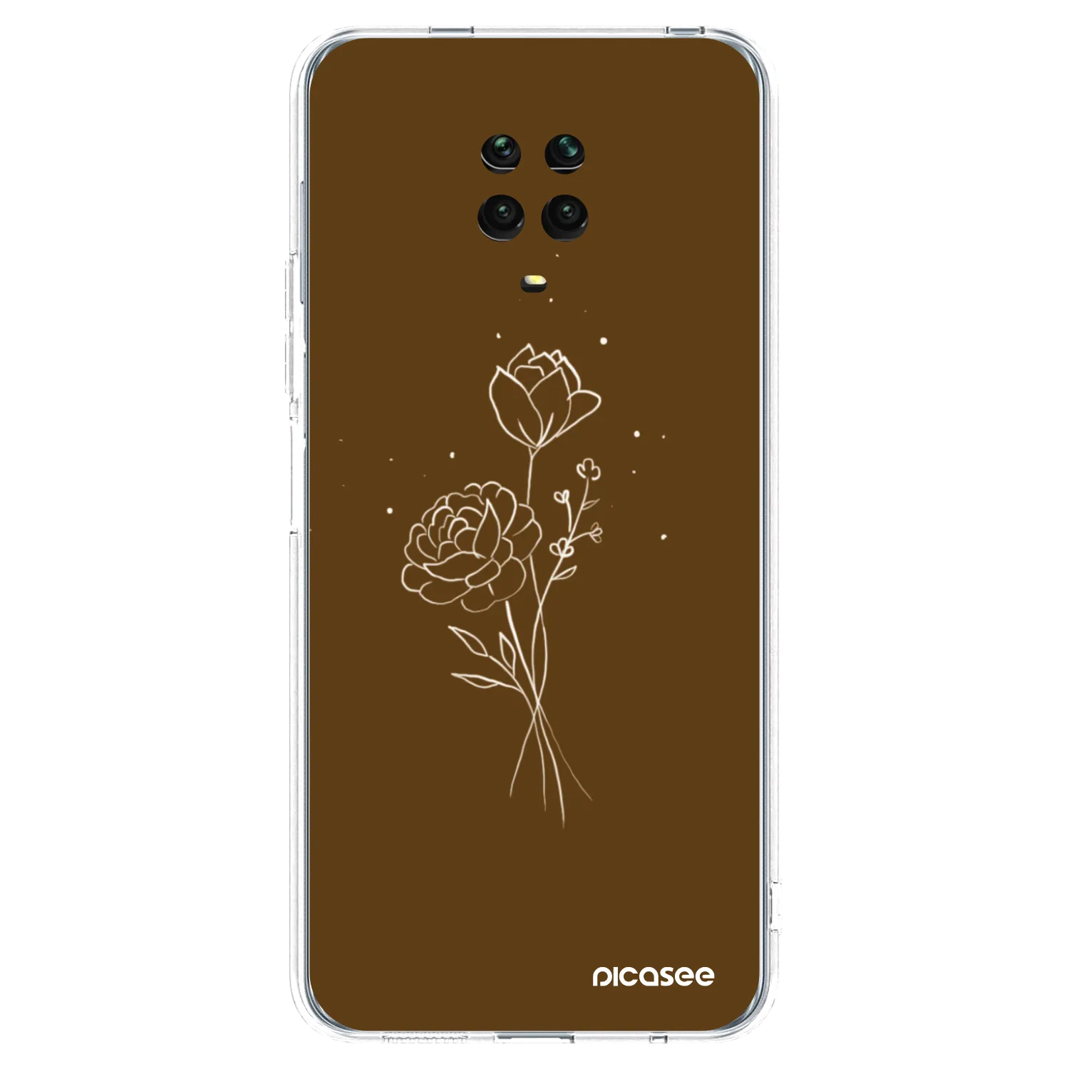Picasee silikonowe przeźroczyste etui na Xiaomi Redmi Note 9S - Brown flowers