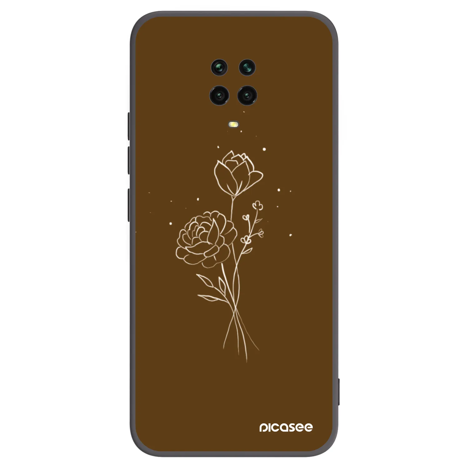 Picasee silikonowe czarne etui na Xiaomi Redmi Note 9S - Brown flowers