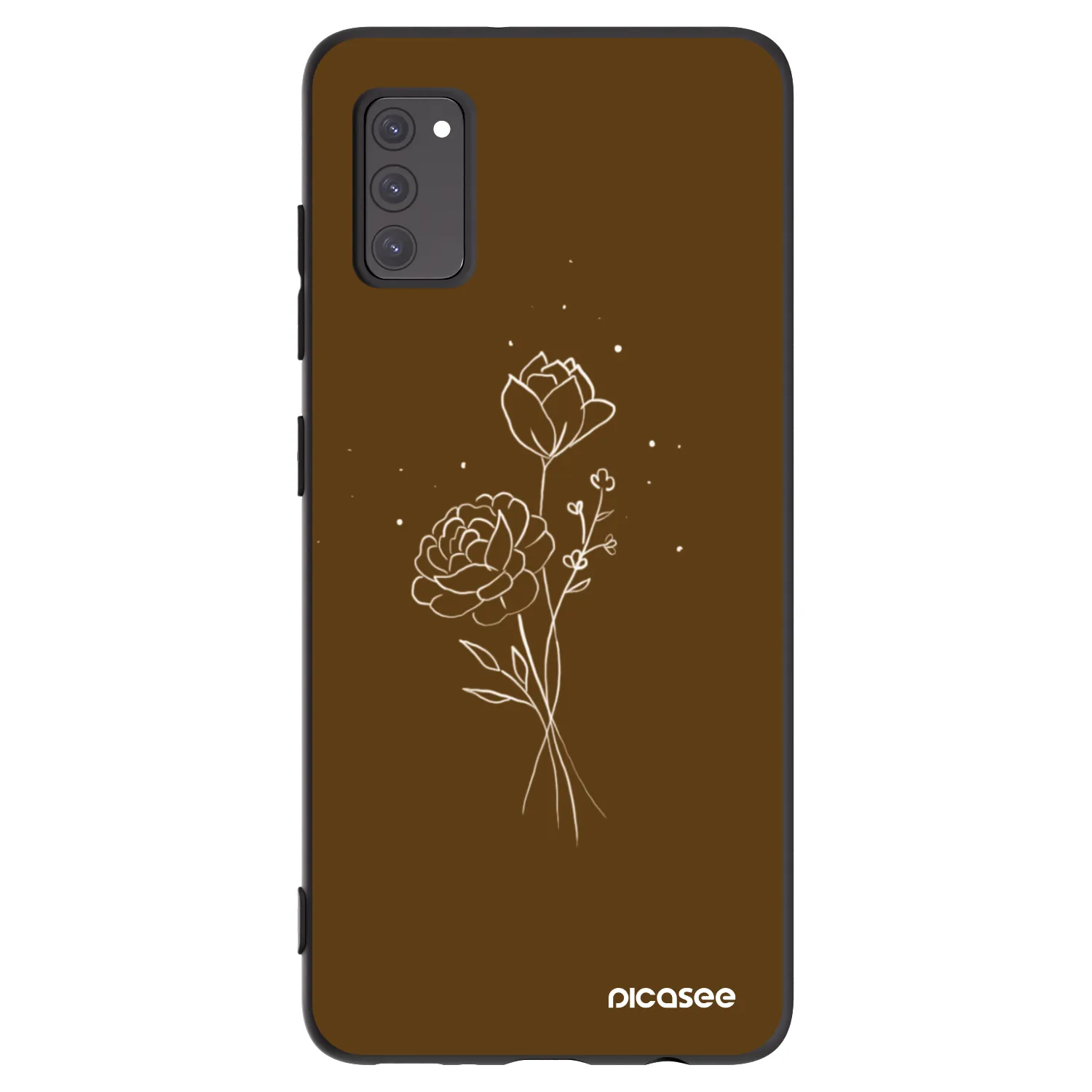 Picasee silikonowe czarne etui na Samsung Galaxy A41 A415F - Brown flowers