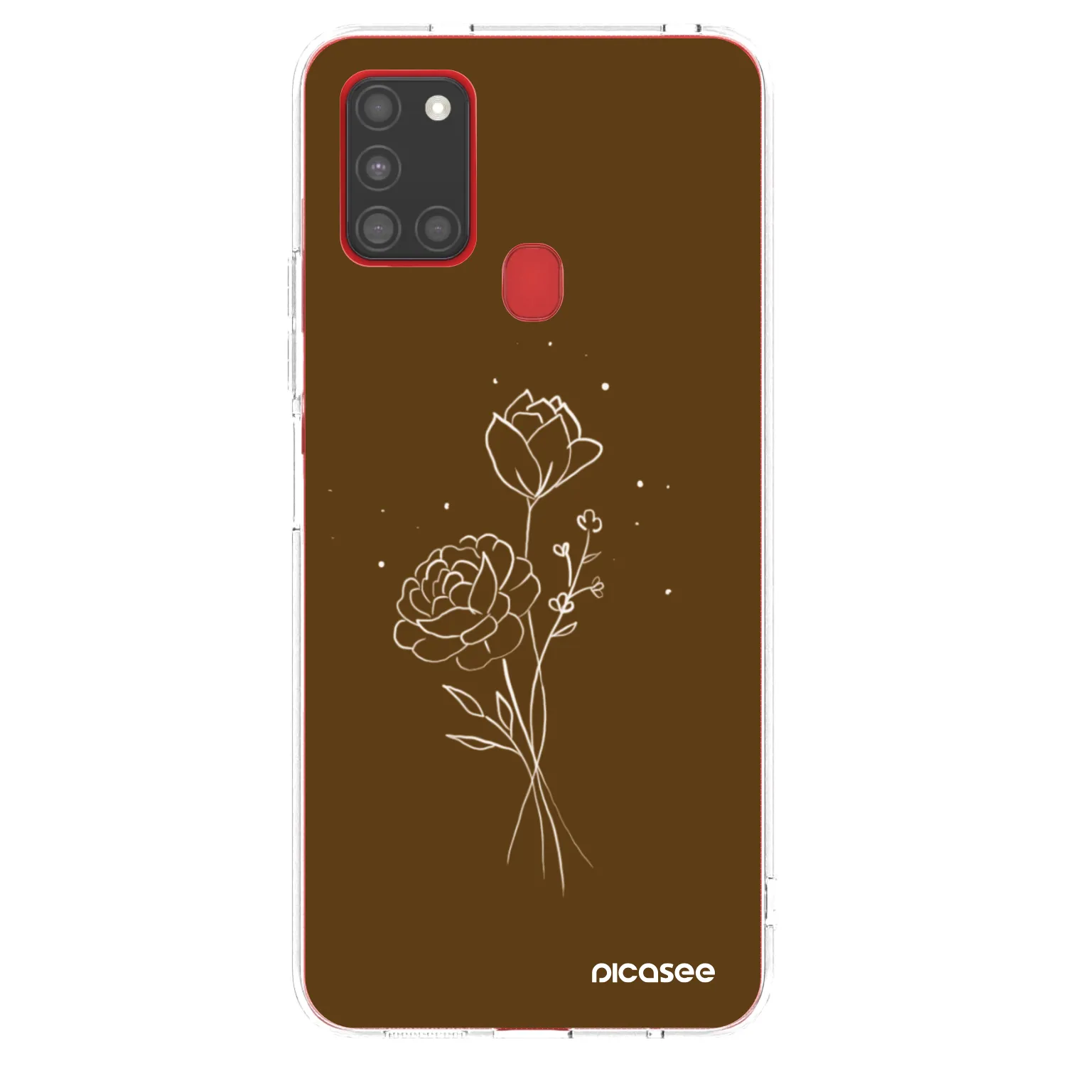 Picasee silikonowe przeźroczyste etui na Samsung Galaxy A21s - Brown flowers