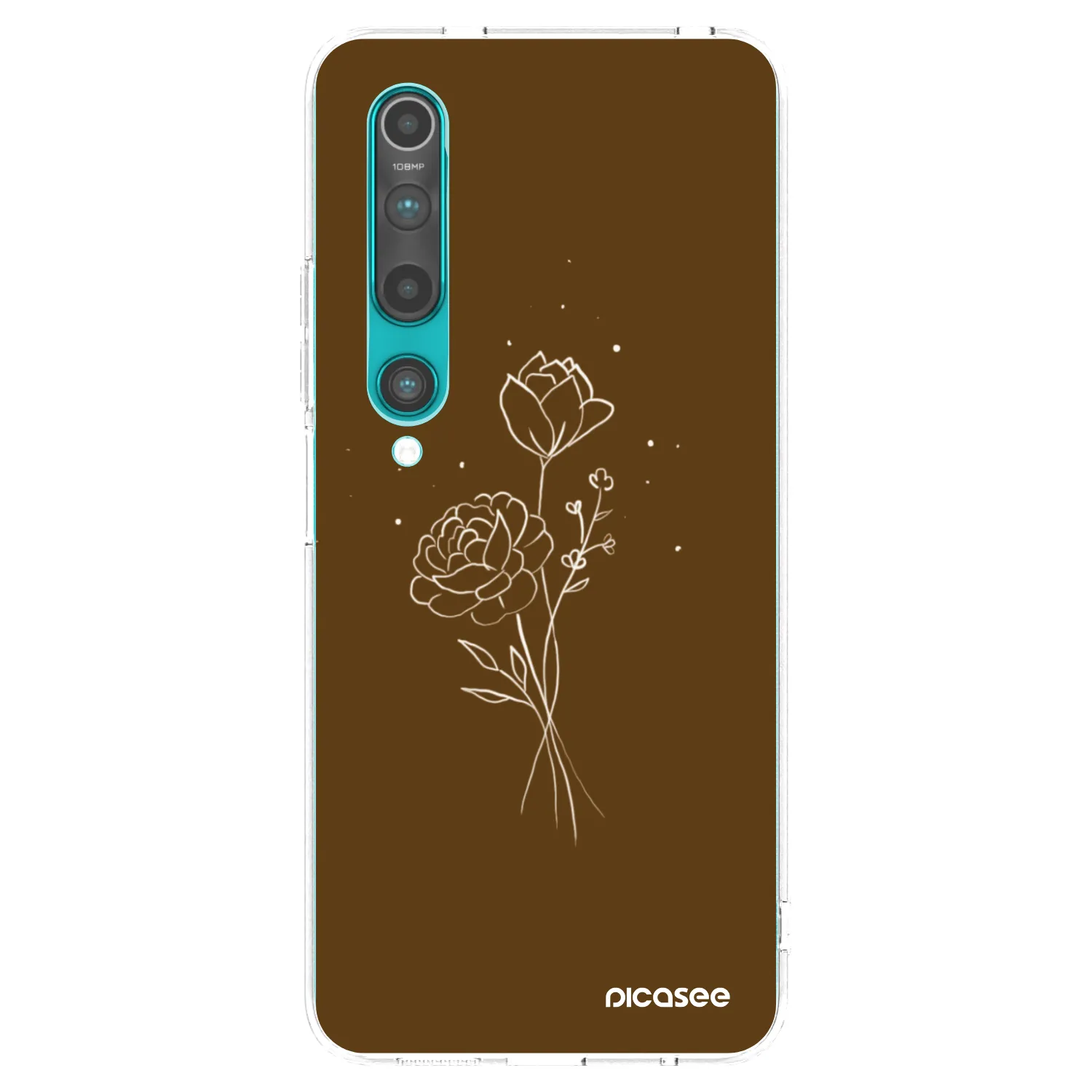 Picasee silikonowe przeźroczyste etui na Xiaomi Mi 10 - Brown flowers