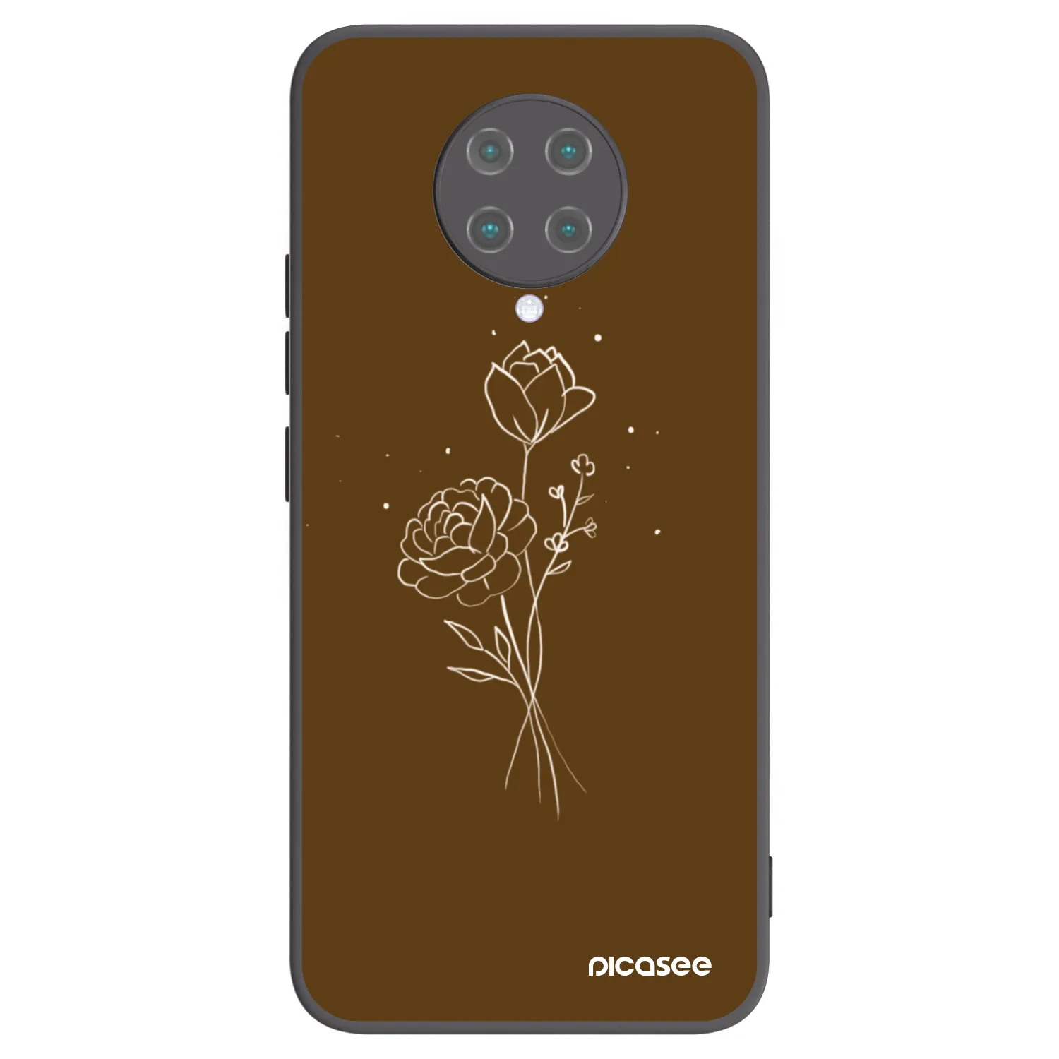Picasee silikonowe czarne etui na Xiaomi Poco F2 Pro - Brown flowers