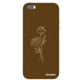 Picasee silikonowe przeźroczyste etui na Apple iPhone 5/5S/SE - Brown flowers