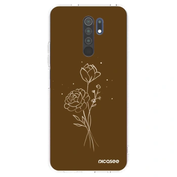 Picasee silikonowe przeźroczyste etui na Xiaomi Redmi 9 - Brown flowers