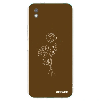 Picasee silikonowe czarne etui na Xiaomi Redmi 9A - Brown flowers