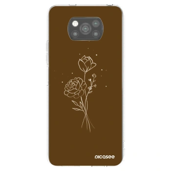 Picasee silikonowe czarne etui na Xiaomi Poco X3 - Brown flowers
