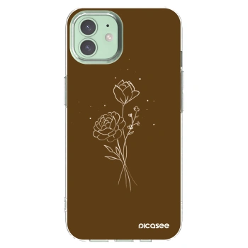 Picasee silikonowe przeźroczyste etui na Apple iPhone 12 Pro - Brown flowers