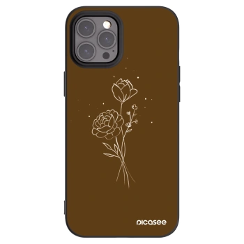 Picasee silikonowe czarne etui na Apple iPhone 12 Pro Max - Brown flowers