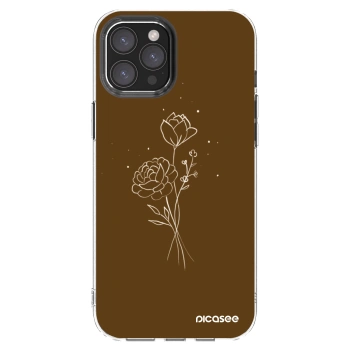 Picasee silikonowe przeźroczyste etui na Apple iPhone 12 Pro Max - Brown flowers