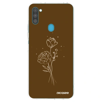 Picasee silikonowe przeźroczyste etui na Samsung Galaxy M11 - Brown flowers