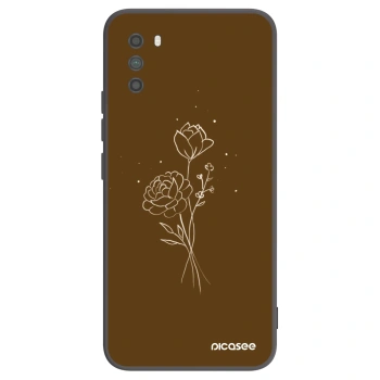 Picasee silikonowe czarne etui na Xiaomi Poco M3 - Brown flowers