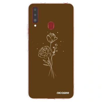 Picasee silikonowe przeźroczyste etui na Samsung Galaxy A20s - Brown flowers