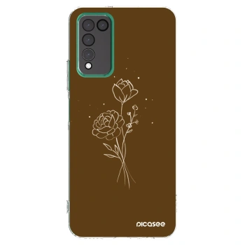 Picasee silikonowe przeźroczyste etui na Honor 10X Lite - Brown flowers