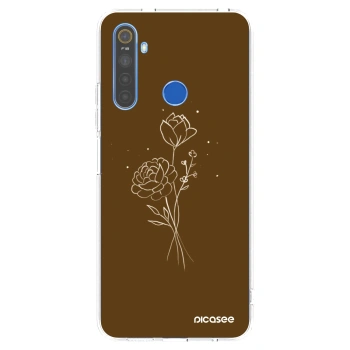 Picasee silikonowe przeźroczyste etui na Realme 5 - Brown flowers