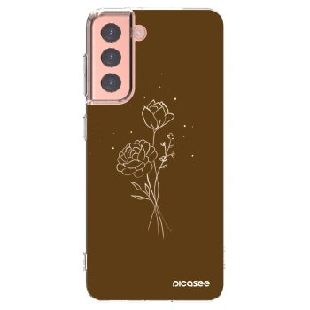 Picasee silikonowe przeźroczyste etui na Samsung Galaxy S21 5G G991B - Brown flowers