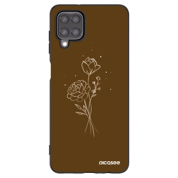 Picasee silikonowe czarne etui na Samsung Galaxy A12 A125F - Brown flowers