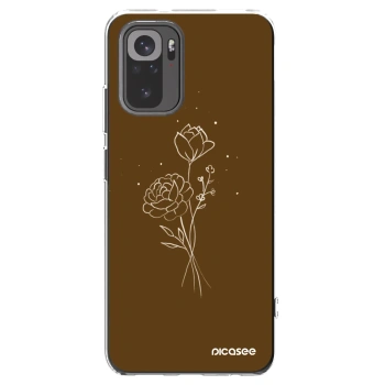 Picasee silikonowe przeźroczyste etui na Xiaomi Redmi Note 10 - Brown flowers