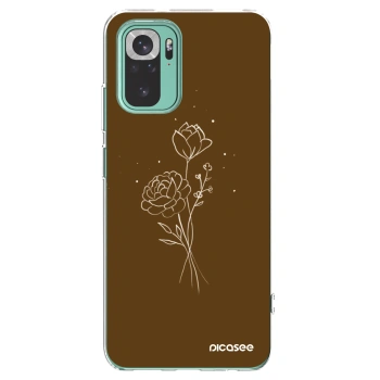 Picasee silikonowe przeźroczyste etui na Xiaomi Redmi Note 10 Pro - Brown flowers