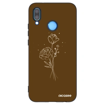 Picasee silikonowe czarne etui na Huawei P20 Lite - Brown flowers
