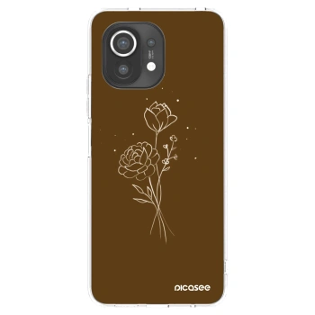 Picasee silikonowe przeźroczyste etui na Xiaomi Mi 11 - Brown flowers
