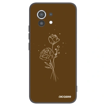 Picasee silikonowe czarne etui na Xiaomi Mi 11 - Brown flowers