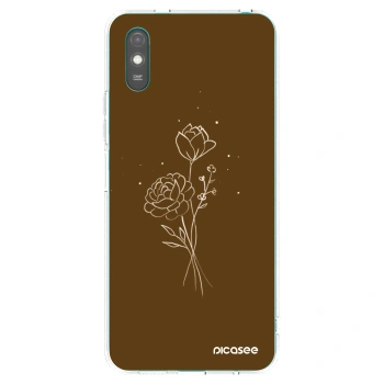 Picasee silikonowe przeźroczyste etui na Xiaomi Redmi 9AT - Brown flowers