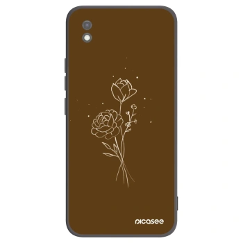 Picasee silikonowe czarne etui na Xiaomi Redmi 9AT - Brown flowers