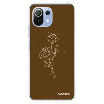 Picasee silikonowe przeźroczyste etui na Xiaomi Mi 11 Lite - Brown flowers