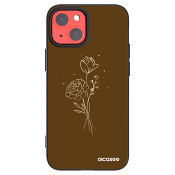 Picasee silikonowe czarne etui na Apple iPhone 13 mini - Brown flowers