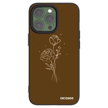 Picasee silikonowe czarne etui na Apple iPhone 13 Pro - Brown flowers