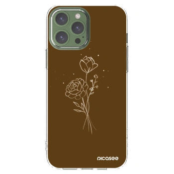 Picasee silikonowe przeźroczyste etui na Apple iPhone 13 Pro Max - Brown flowers