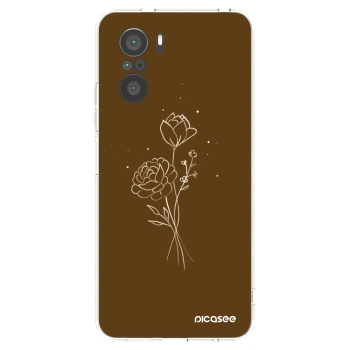 Picasee silikonowe przeźroczyste etui na Xiaomi Poco F3 - Brown flowers