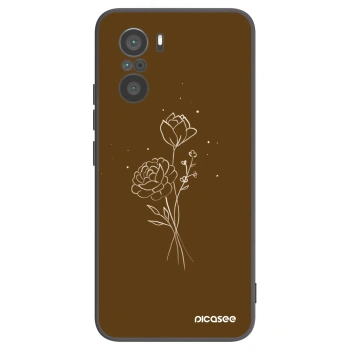 Picasee silikonowe czarne etui na Xiaomi Poco F3 - Brown flowers