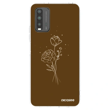 Picasee silikonowe czarne etui na Xiaomi Redmi 9T - Brown flowers