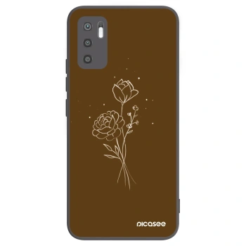 Picasee silikonowe czarne etui na Xiaomi Redmi Note 10 5G - Brown flowers