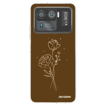 Picasee silikonowe przeźroczyste etui na Xiaomi Mi 11 Ultra - Brown flowers